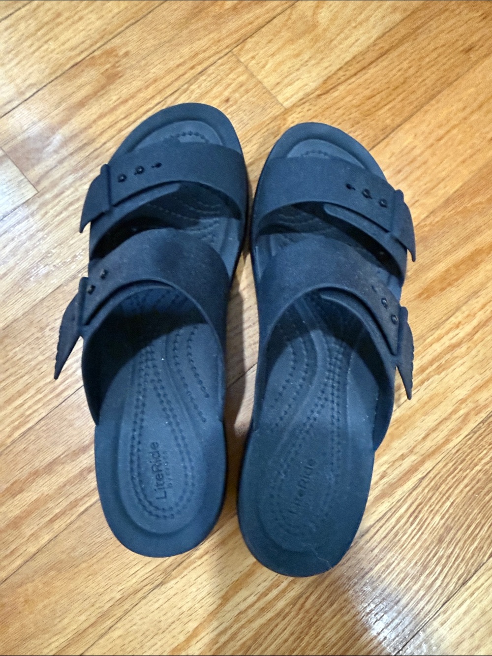 Crocs- Black Women’s Dual-Strap Slide Sandals